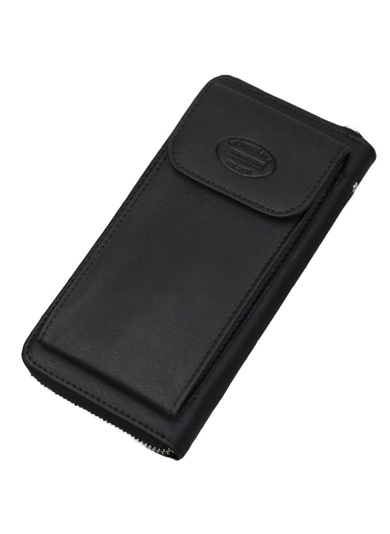TH Long Black Leather Wallet For Men 50#