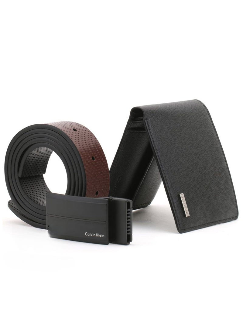 CK Black Leather Wallet-Belt Set For Men 15#