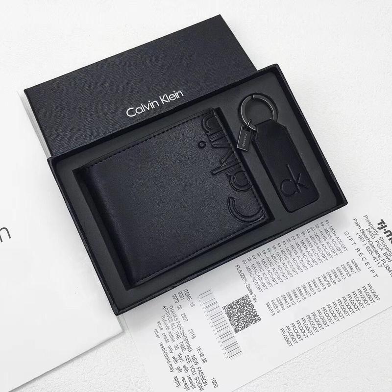 CK Black Leather Wallet-keychain Set For Men 10#