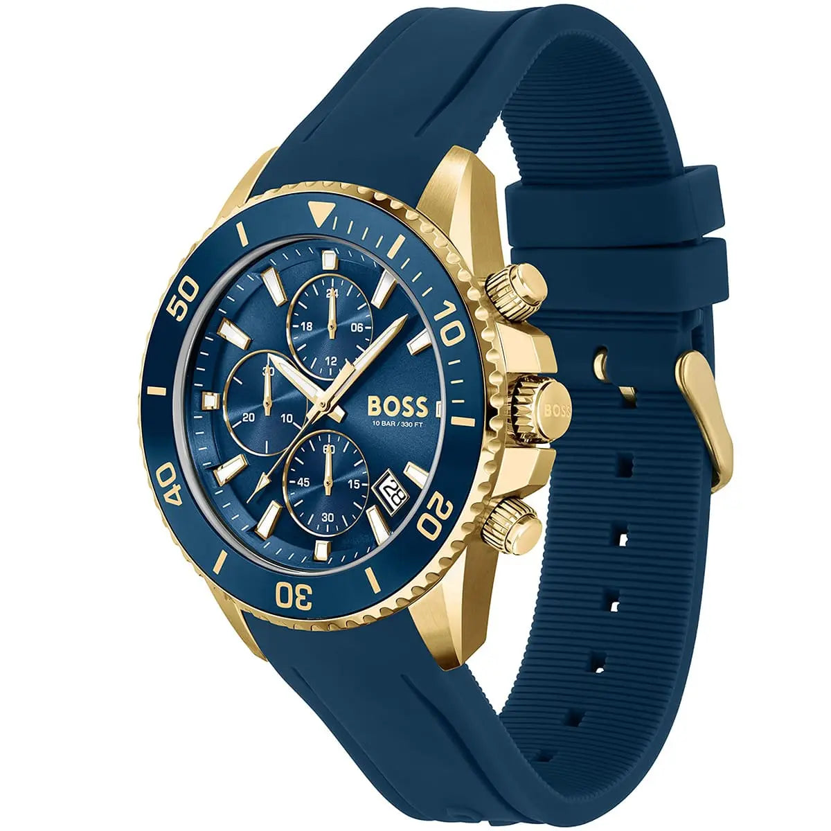 Hugo Boss Admiral 1513965 Silver Case Blue Dial Blue Rubber Strap Men's Watch