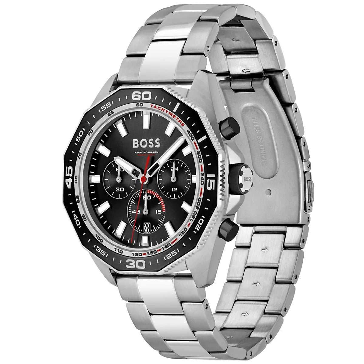 Hugo Boss Energy 1513971 Silver Case Black Dial Black Bezel Silver Metal Men's Watch