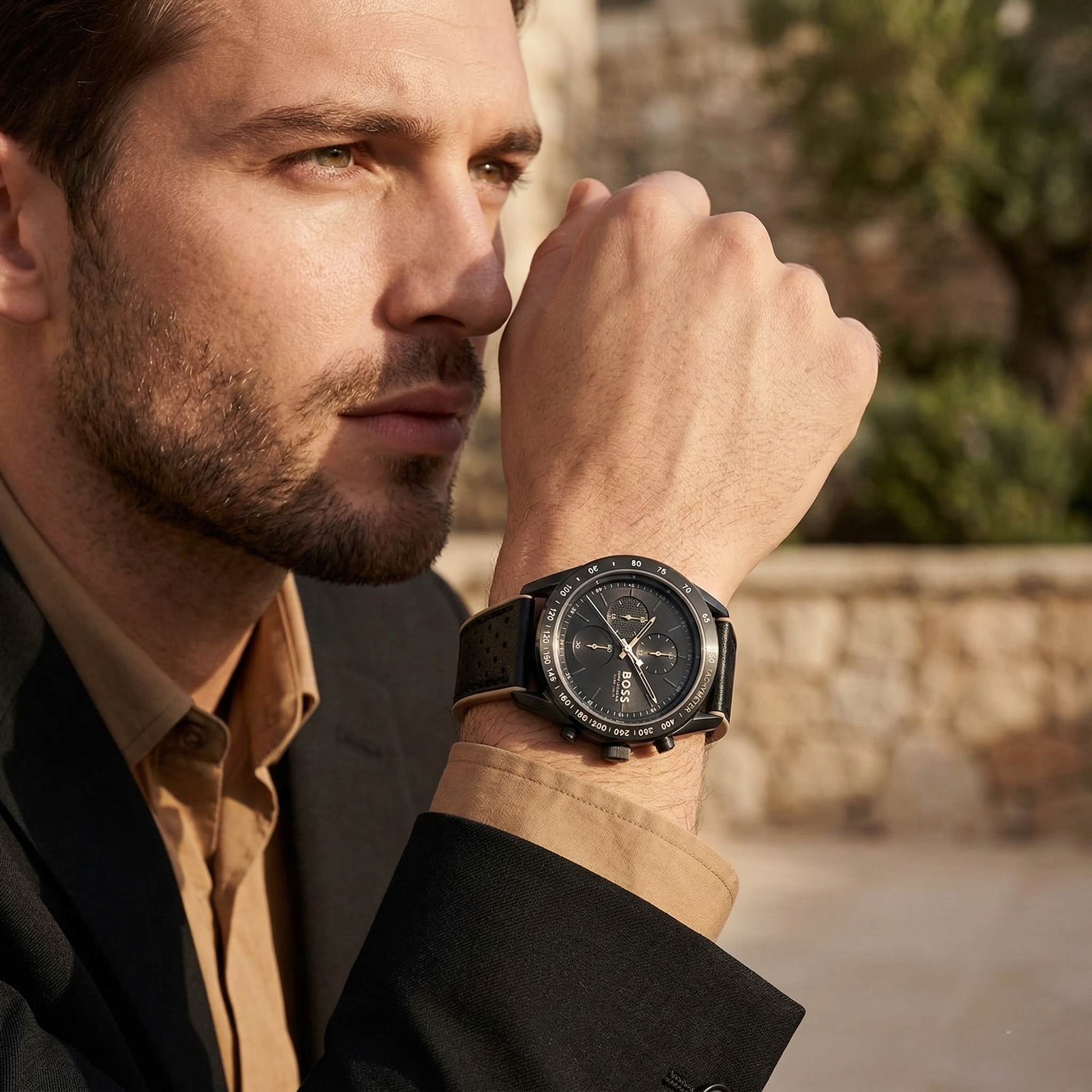 Hugo Boss Centre Court 1514022 Gunmetal Case Black Dial Black Rubber Men's Watch