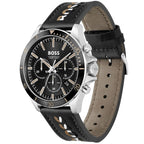 Hugo Boss Troper 1514121 Black Ion-Plated Case Black Dial Black Leather Men's Watch