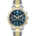 Hugo Boss Runner 1514163 Two-Tone Silver Gold Case Blue Dial Men's Watch