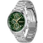 Hugo Boss Grand Prix 1514265 Chronograph Green Dial Silver Stainless Steel Men's Watch