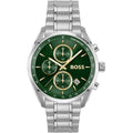 Hugo Boss Grand Prix 1514265 Chronograph Green Dial Silver Stainless Steel Men's Watch