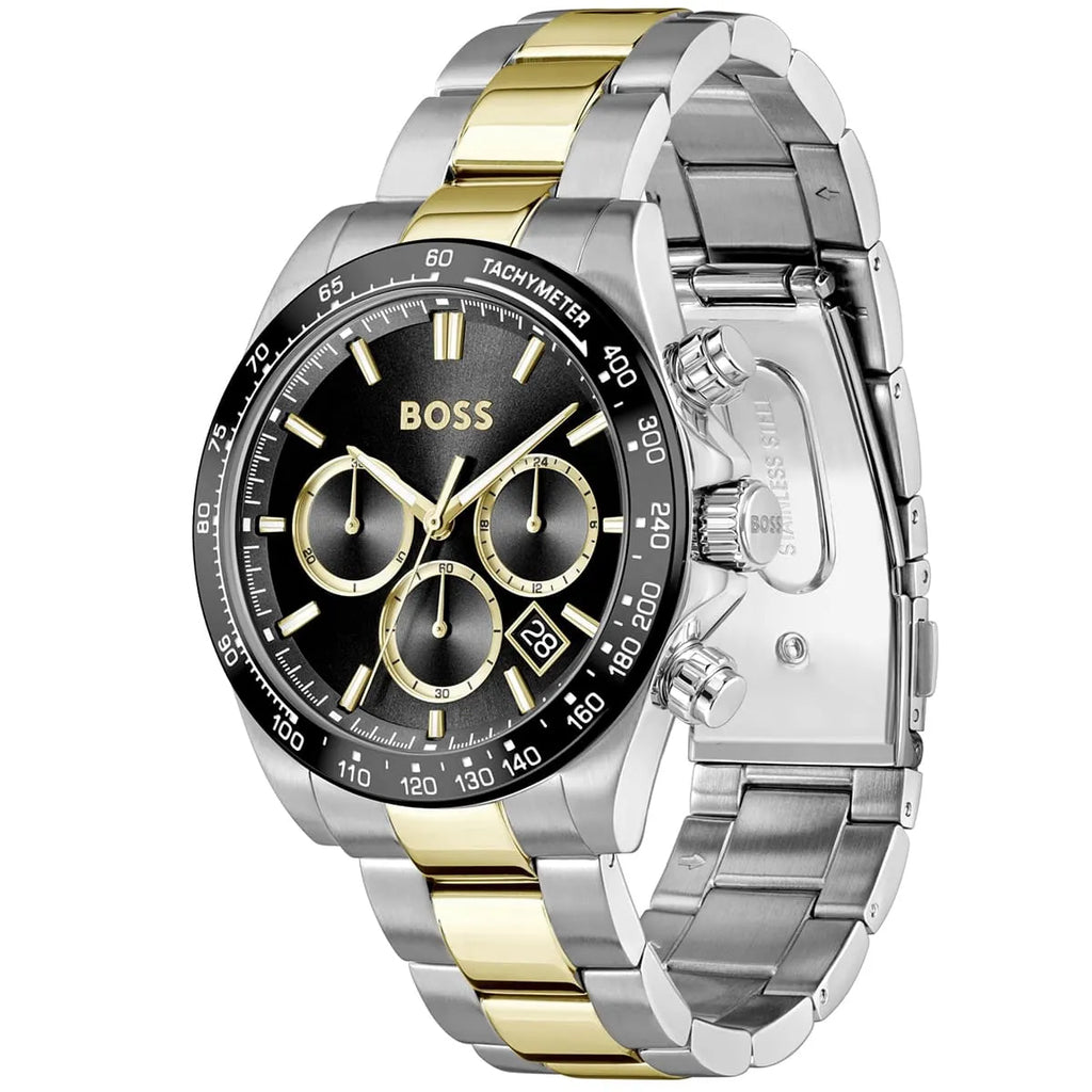 Hugo Boss Hero Chronograph 1514269 Two-Tone Gold Black Dial Men's Watch