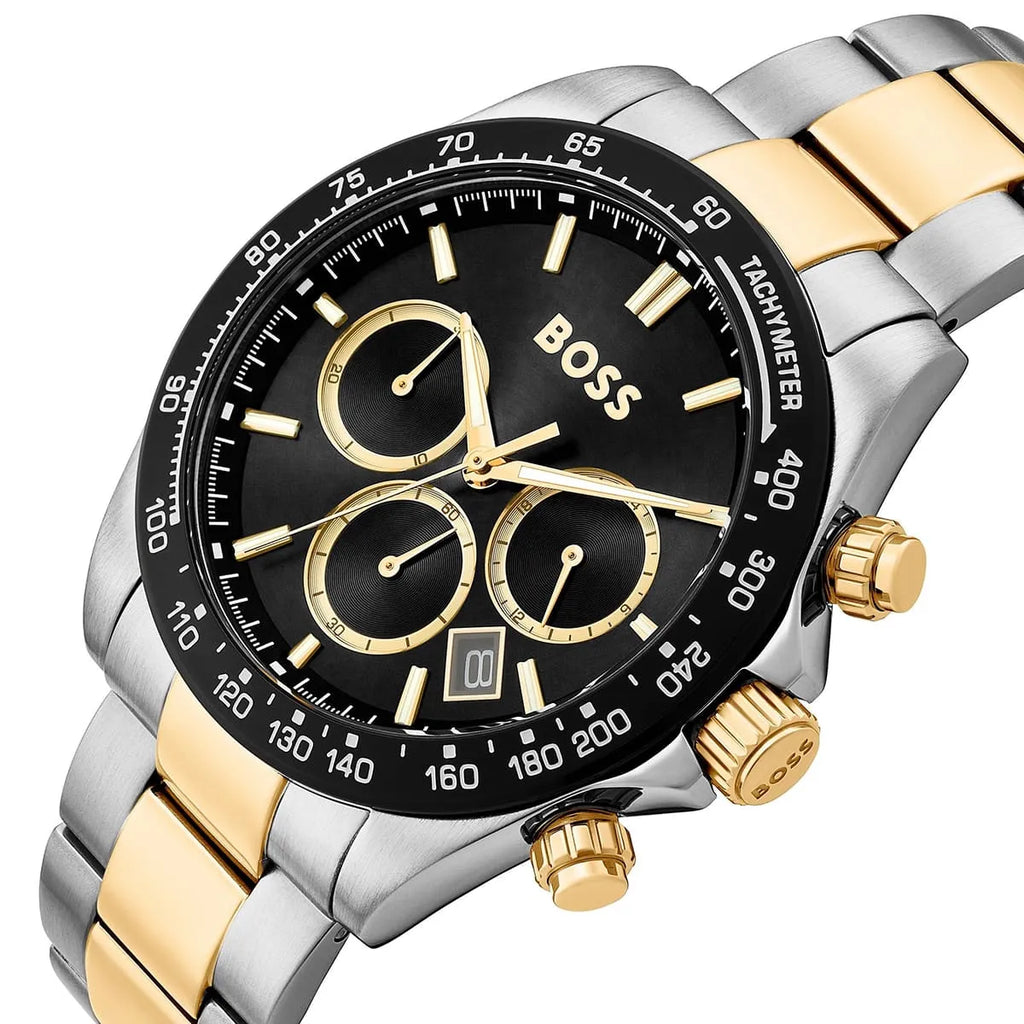 Hugo Boss Hero Chronograph 1514269 Two-Tone Gold Black Dial Men's Watch