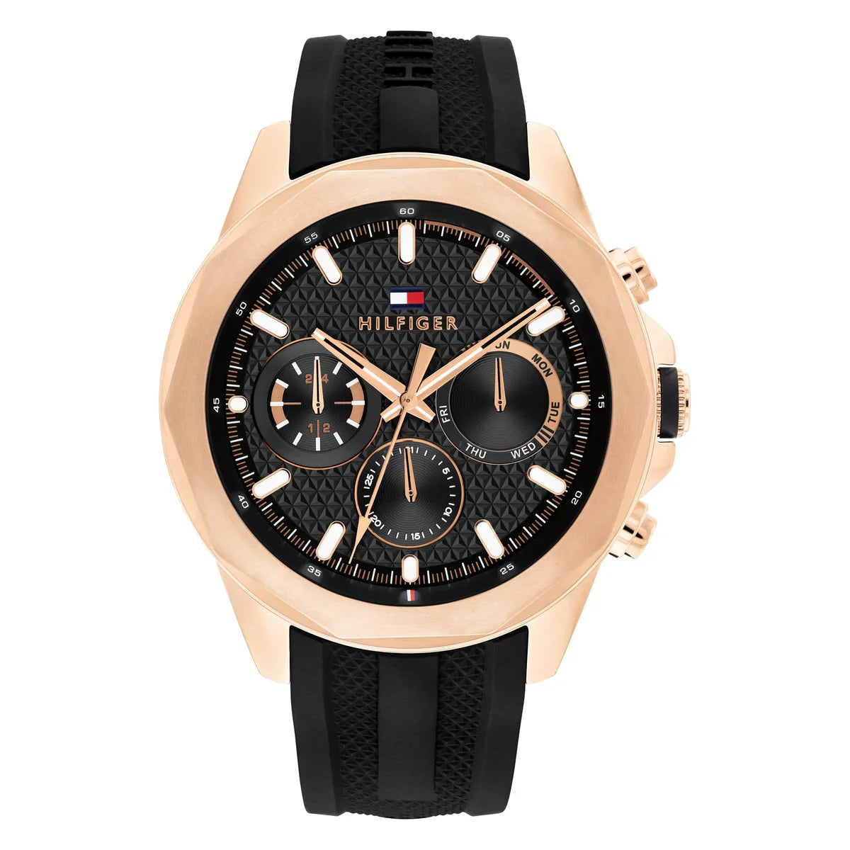 Tommy Hilfiger Lars  1710650 Rose Gold Black Dial Black Rubber Men's Watch