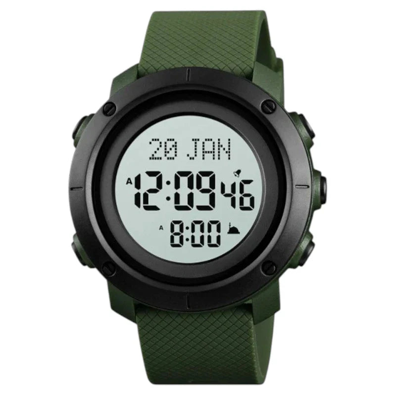SKMEI 1728 Muslim Qibla Sports Digital Mens Azan Wrist Watch Green