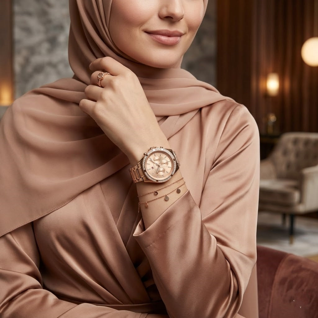Tommy Hilfiger Kenzie 1782558 Multi-Function Rose Gold-Tone Crystal Women's Watch