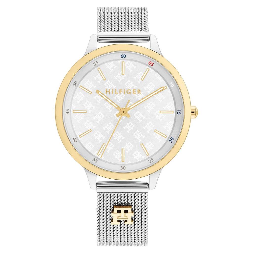 Tommy Hilfiger 2850Two-Tone Silver & Gold Mesh Strap Women's Watch