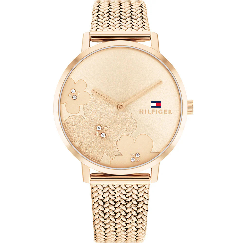 Tommy Hilfiger Carnation 1782603 Rose Gold Floral Mesh Women's Watch