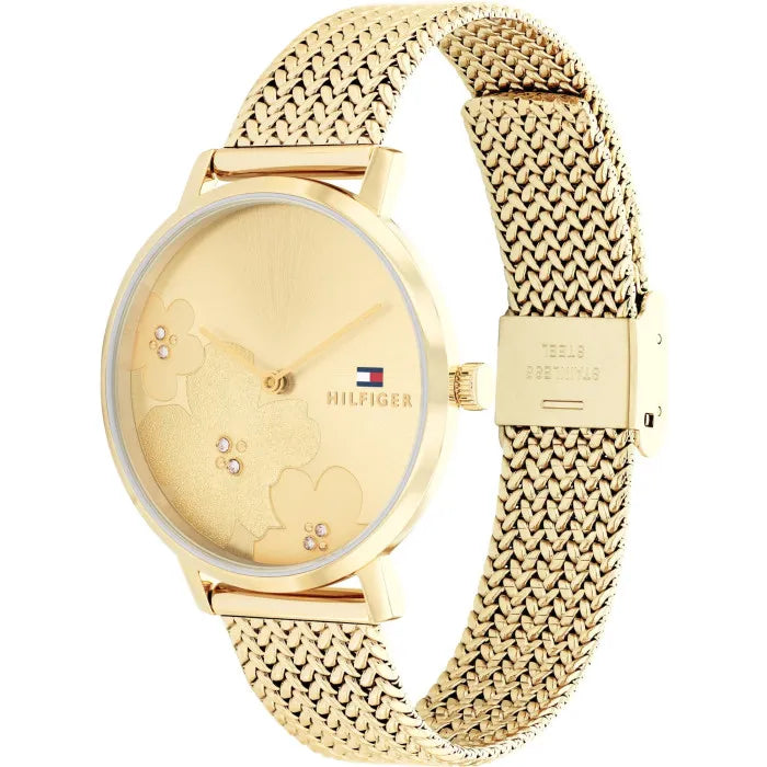Tommy Hilfiger Steel Mesh 1782606 Full Gold Floral Dial Women's Watch