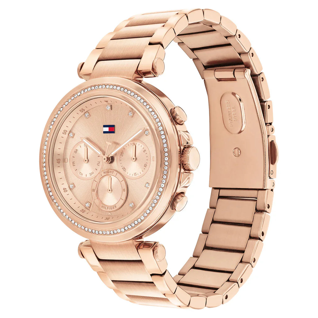 Tommy Hilfiger Lars 1782705 Multi-Function Rose Gold-Tone Crystal Women's Watch