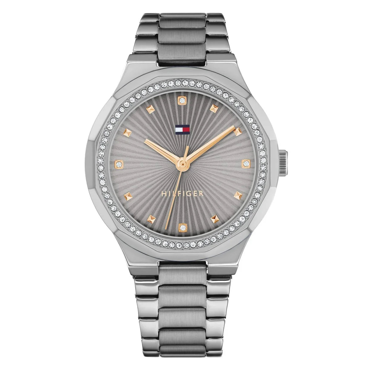 Tommy Hilfiger Piper 1782727 Crystal Bezel Grey Dial Silver Stainless Steel Women's Watch