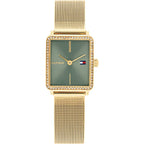 Tommy Hilfiger Tea 1782791 Gold Square Case Sage Green Dial Mesh Women's Watch
