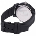Tommy Hilfiger Denim 1791555 All Black Dual-Time Rubber Strap Men's Watch