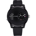 Tommy Hilfiger Denim 1791555 All Black Dual-Time Rubber Strap Men's Watch