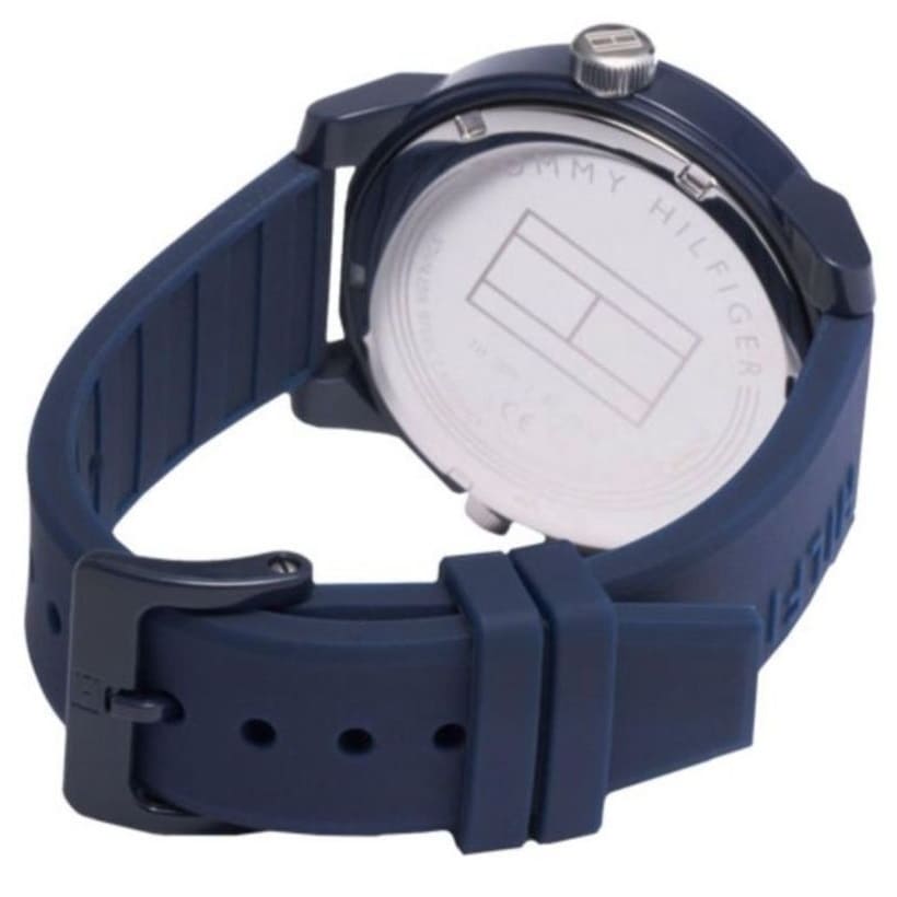 Tommy Hilfiger Denim 1791556 All Blue Dual-Time Rubber Strap Men's Watch