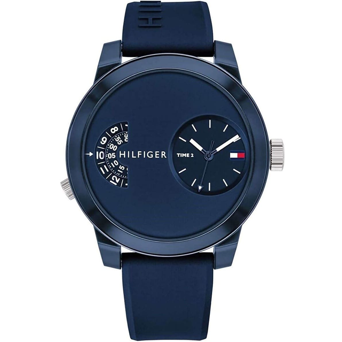 Tommy Hilfiger Denim 1791556 All Blue Dual-Time Rubber Strap Men's Watch