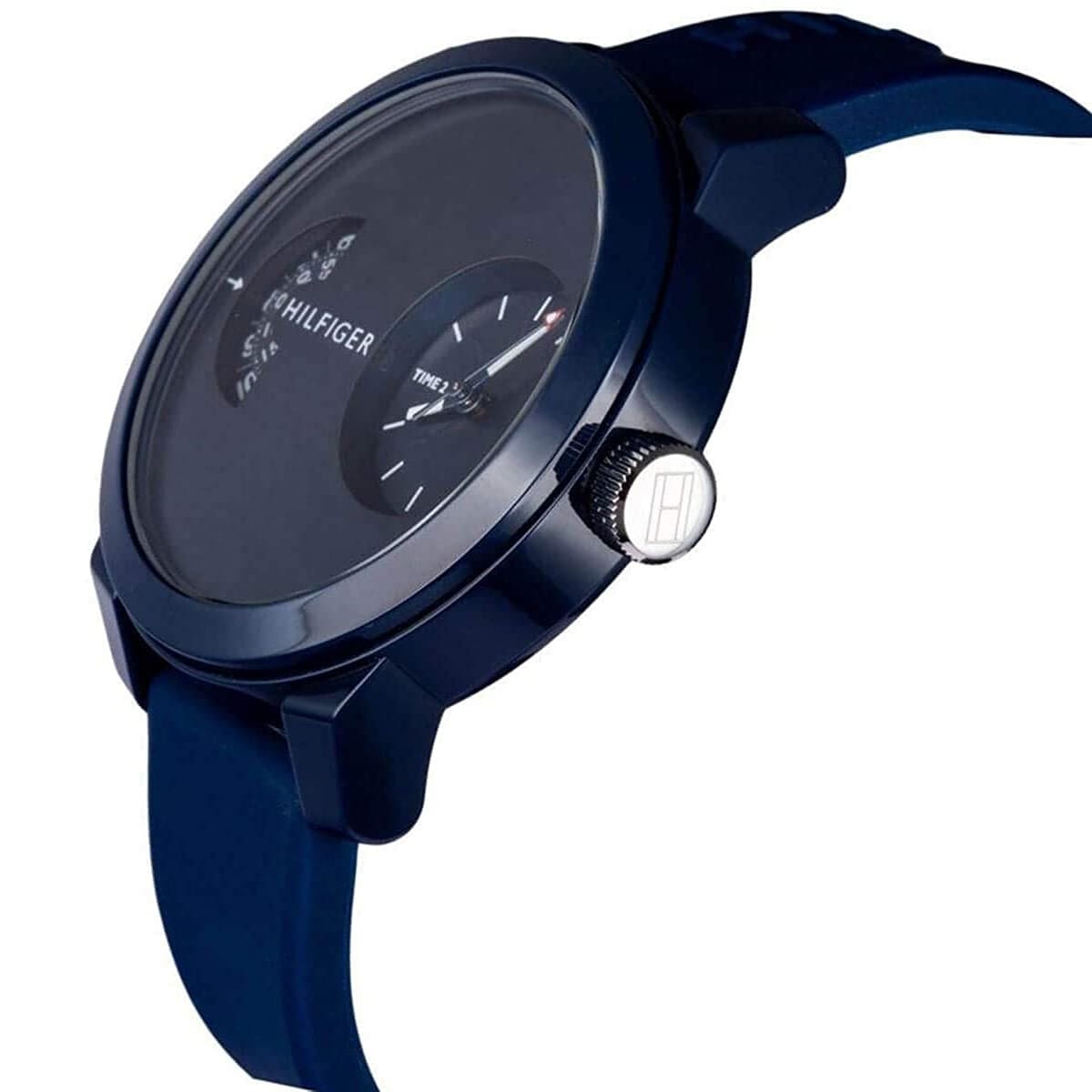 Tommy Hilfiger Denim 1791556 All Blue Dual-Time Rubber Strap Men's Watch