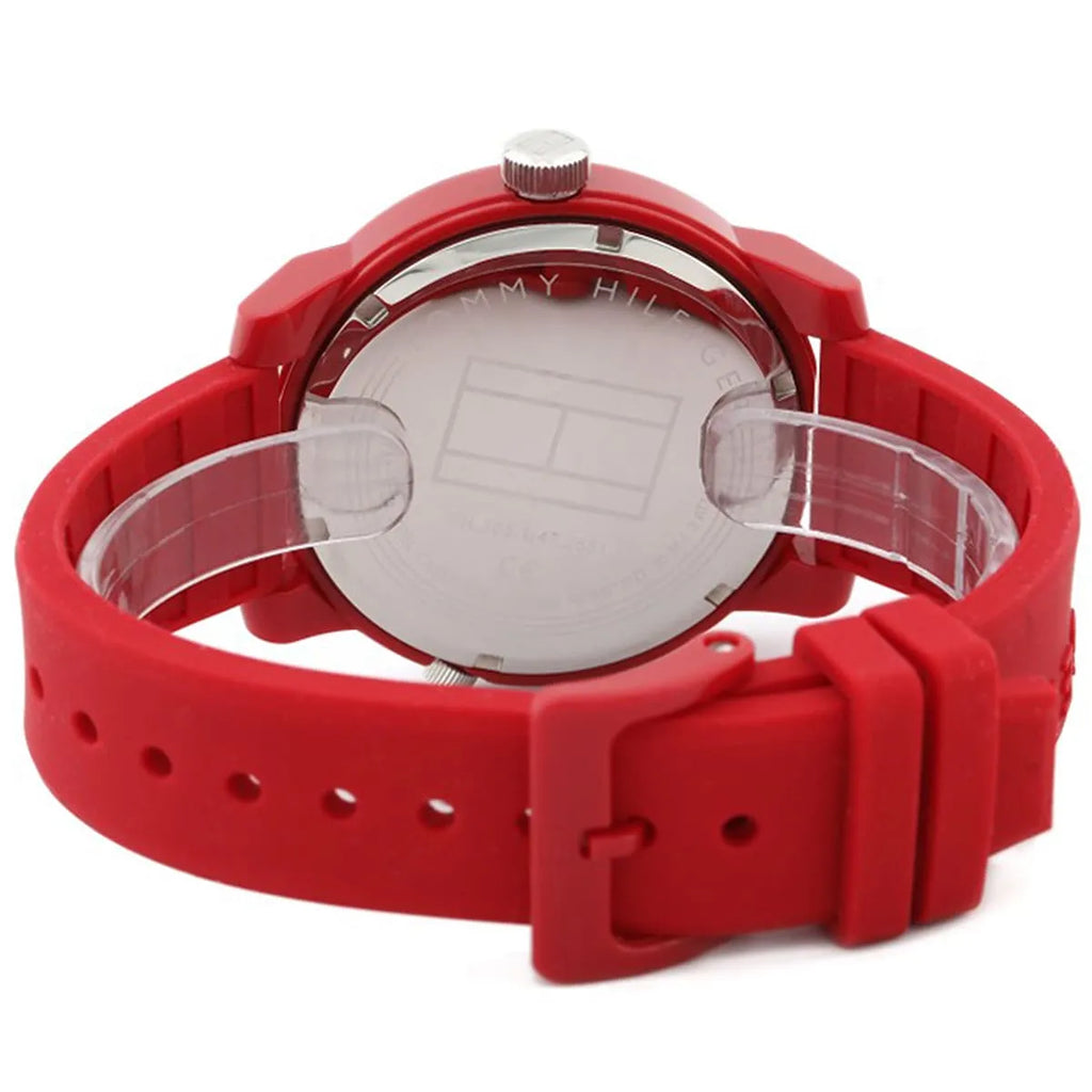 Tommy Hilfiger Denim 1791557 All Red Dual-Time Rubber Strap Men's Watch