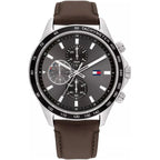 Tommy Hilfiger Miles 1792015 Silver Case Gray Dial Brown Leather Men's Watch