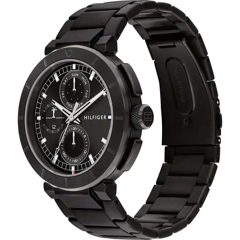 Tommy Hilfiger Men's Watch – Model 1792119 Lorenzo | Black Stainless-Steel Chronograph Design