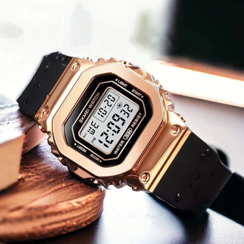 SKMEI 1796 ساعة رياضية فاخره للجنسين لون نحاسي
