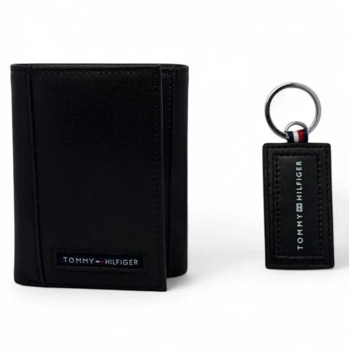 TH Black Leather Wallet-Keychain Set For Men 2#