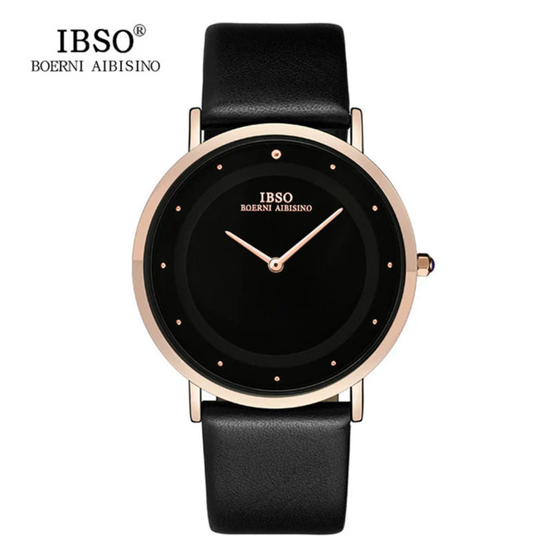IBSO Slim Leather Belt Watch - Golden Frame - S8160G