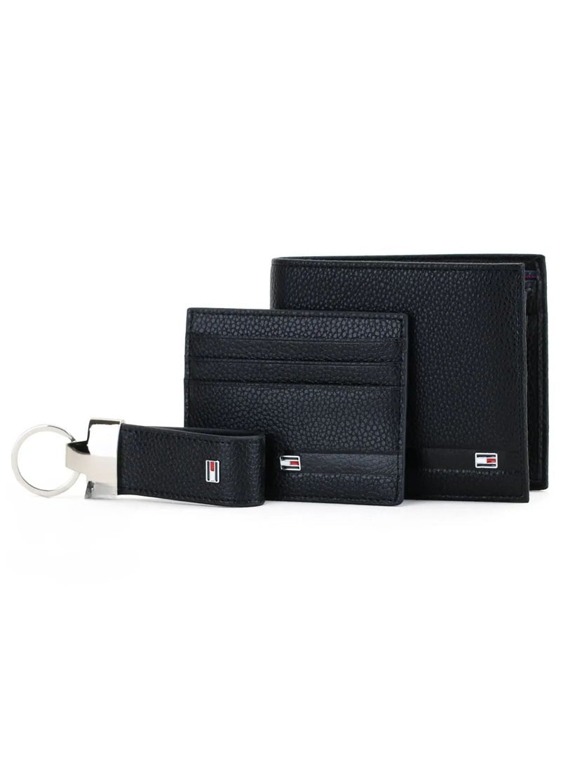 TH Black Leather Wallet-Keychain-Card Holder Set For Men 2#