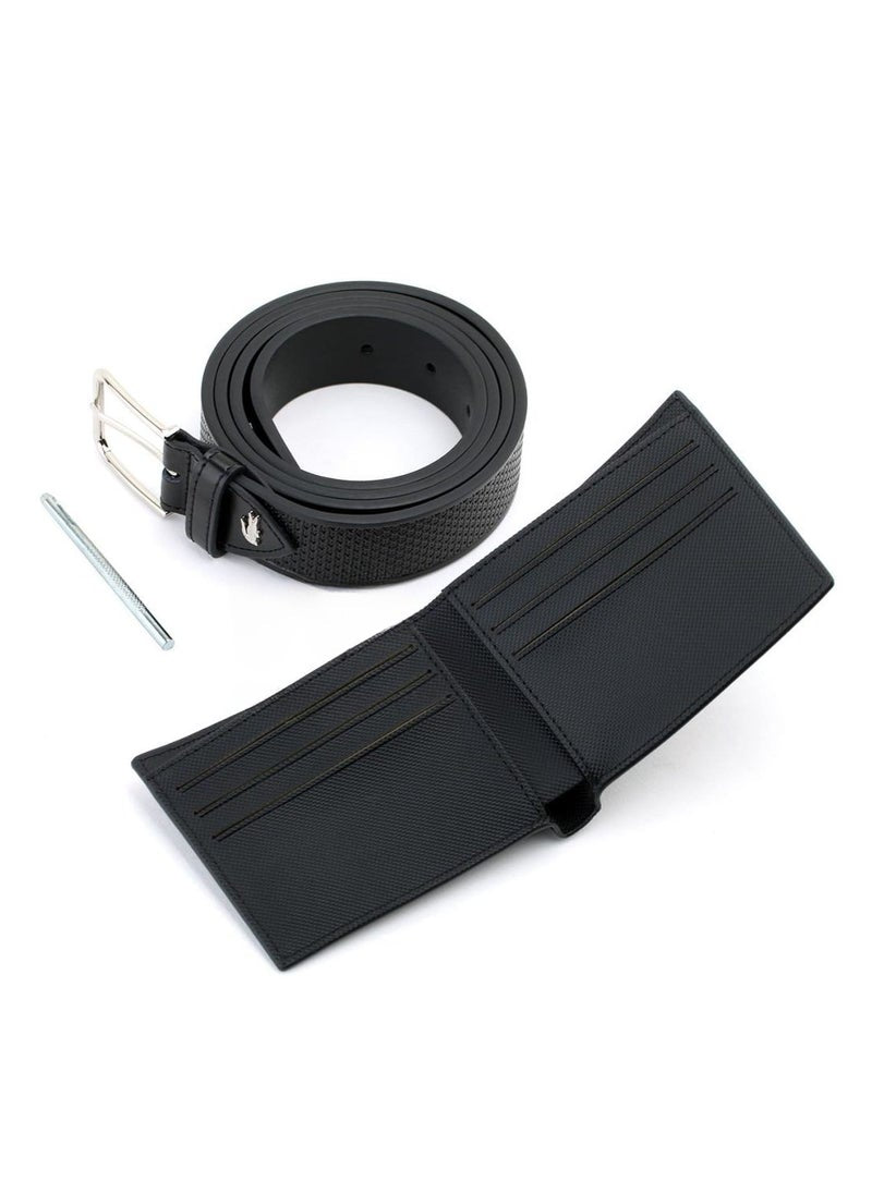 LC Black Leather Wallet-Belt Set For Men 18#