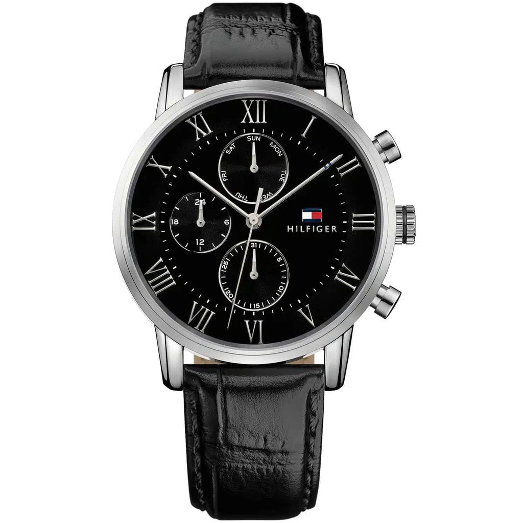 Tommy Hilfiger Kane 1791401 Multi-Function Black Dial Men's Black Leather Watch