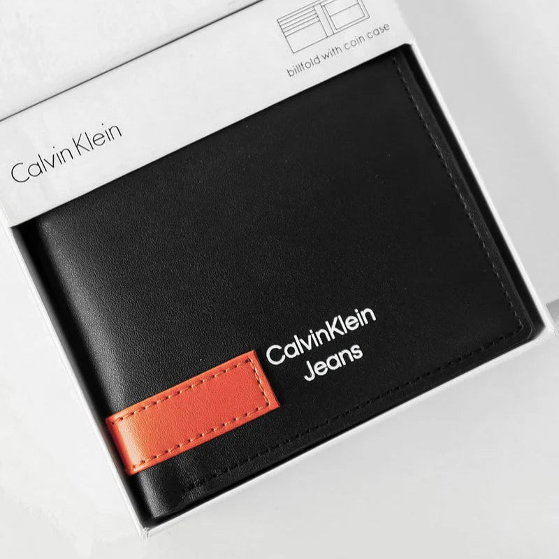 محفظة جلدية سوداء للرجال من CK، 61# 