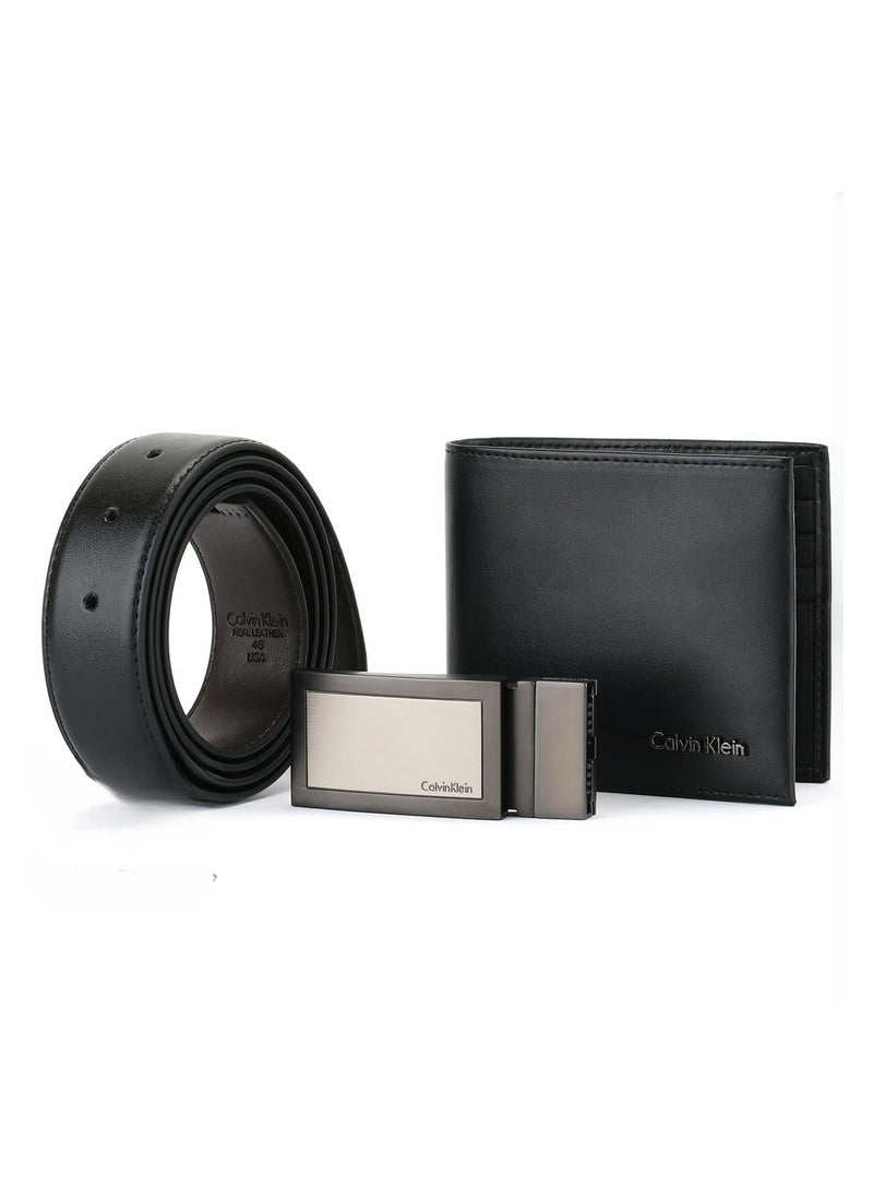 CK Black Leather Wallet-Belt Set For Men 14#