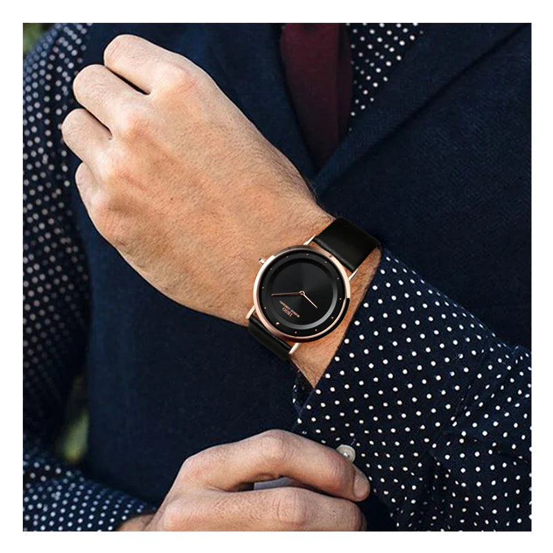 IBSO Slim Leather Belt Watch - Golden Frame - S8160G