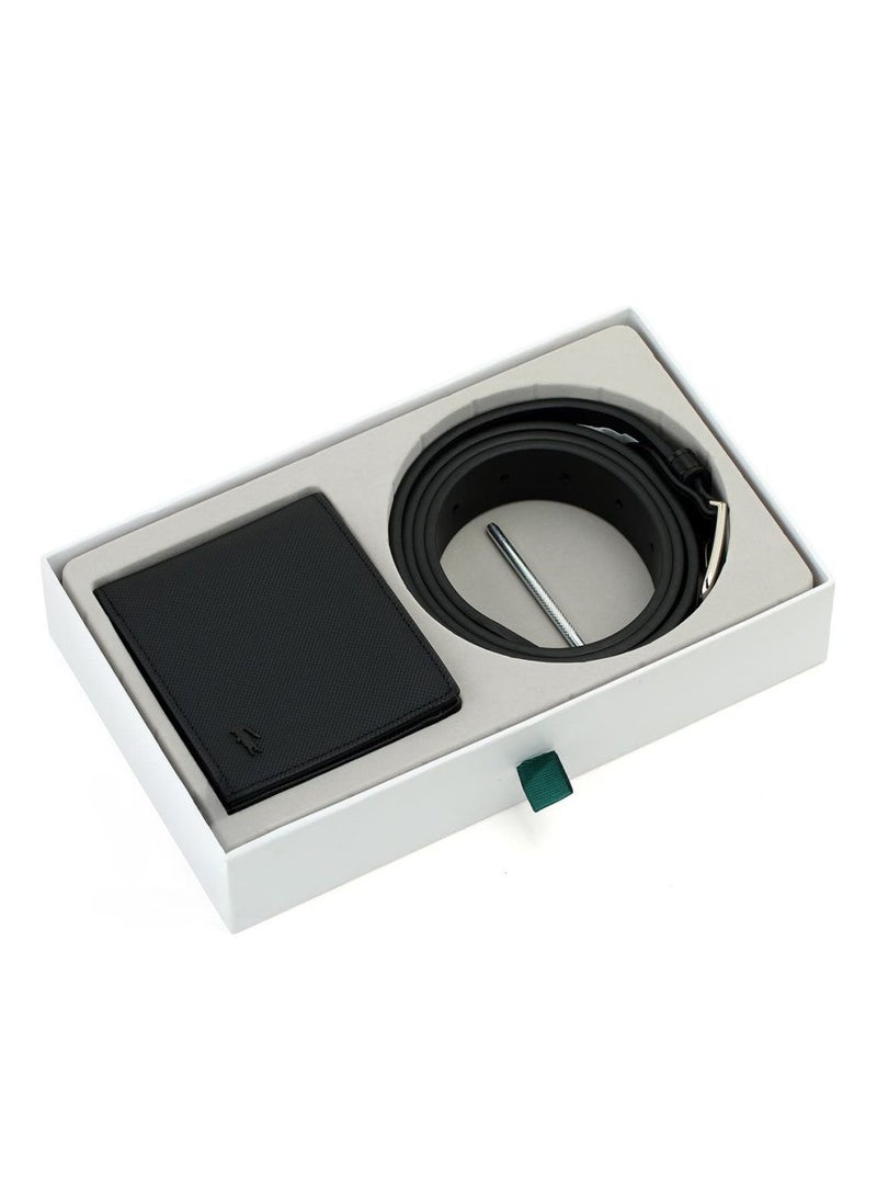 LC Black Leather Wallet-Belt Set For Men 18#