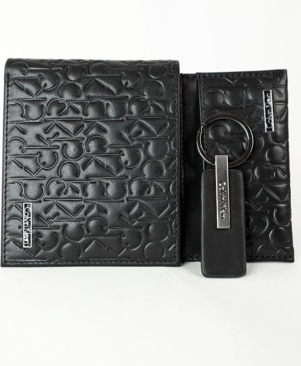 CK Black Monogram Leather Wallet-Keychain-Card Holder Set For Men 4#
