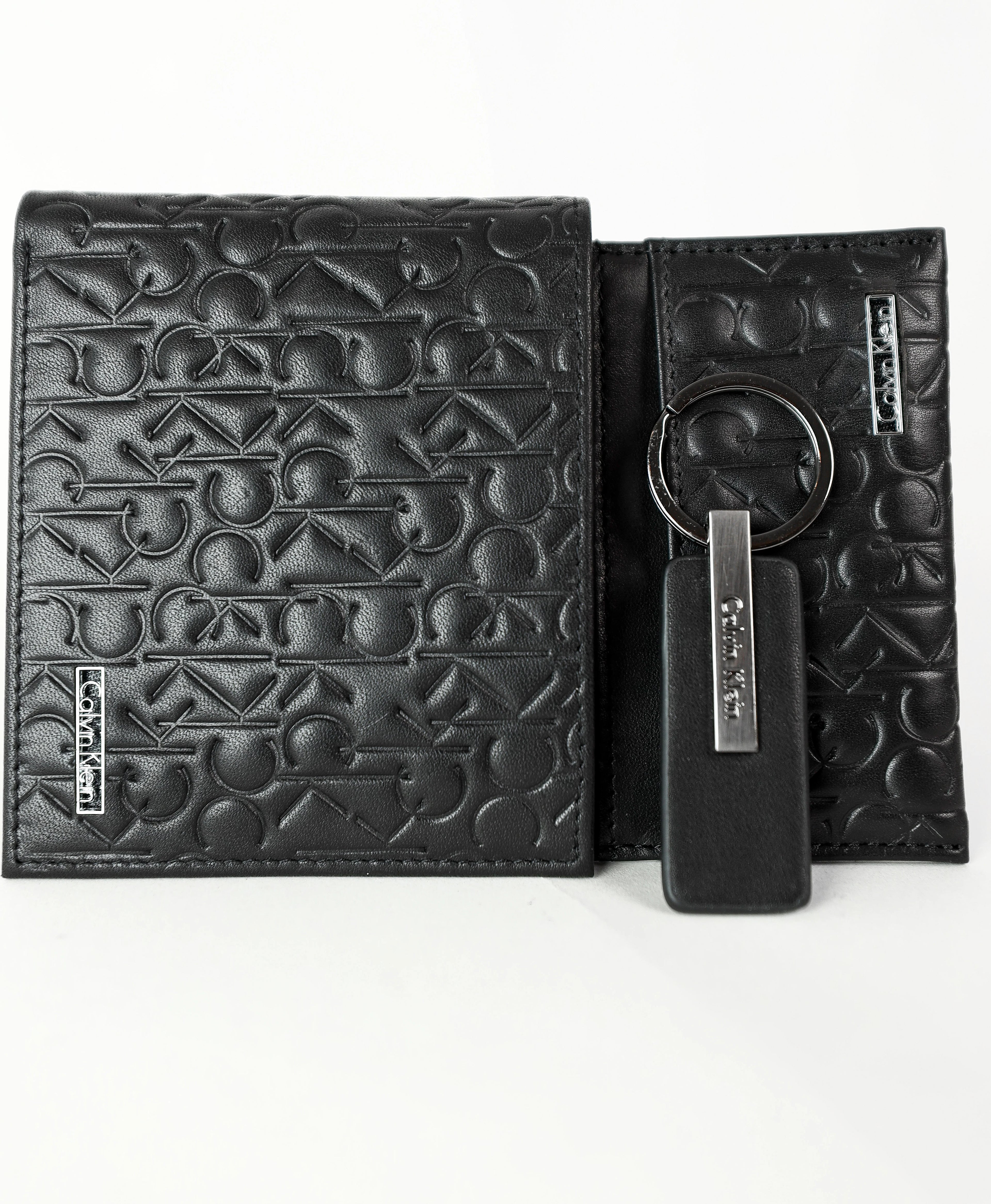 CK Black Monogram Leather Wallet-Keychain-Card Holder Set For Men 4#