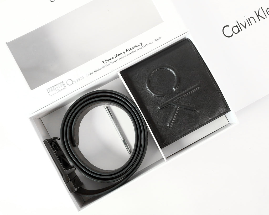 CK Black Leather Wallet-Belt Set For Men 7#