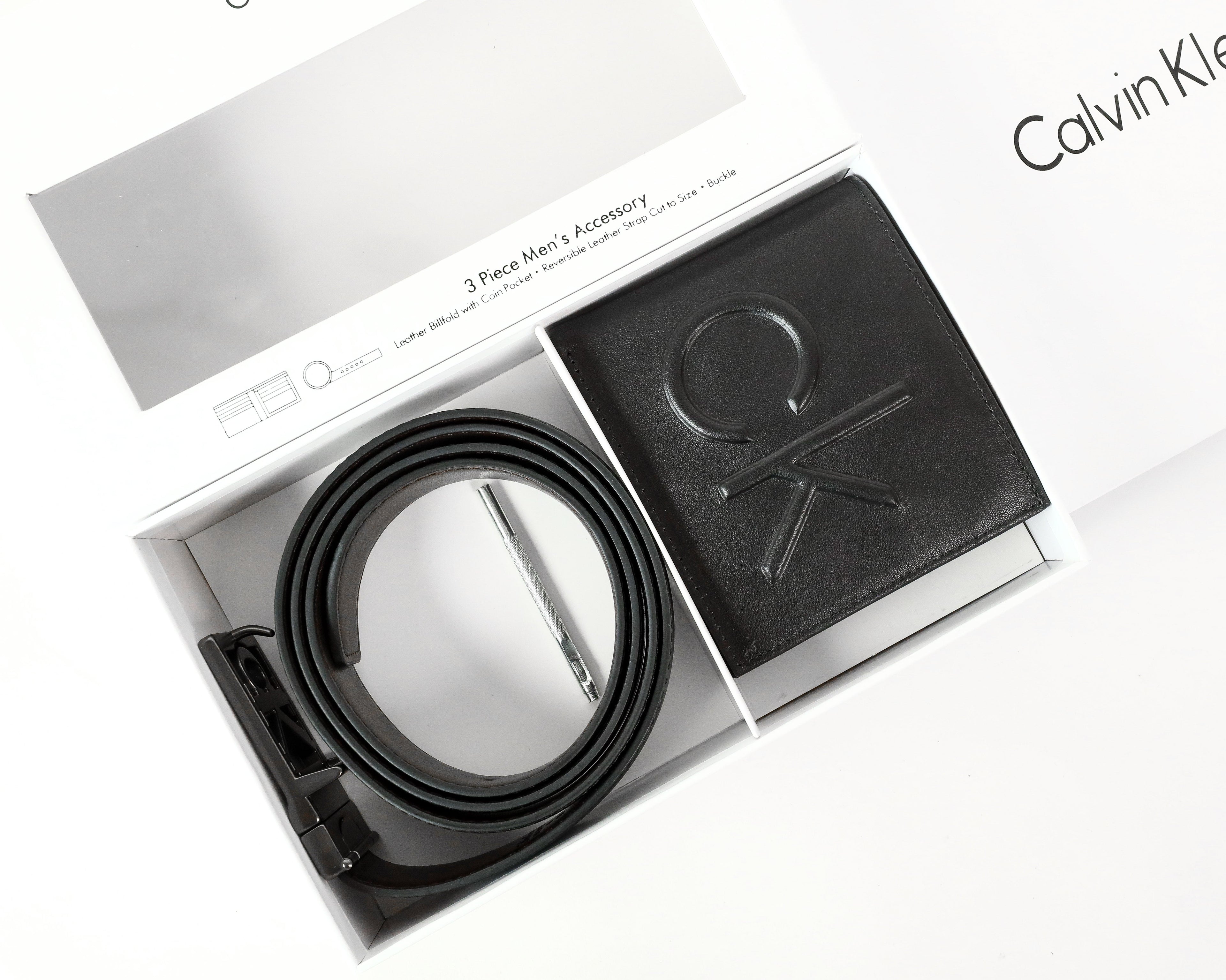 CK Black Leather Wallet-Belt Set For Men 7#