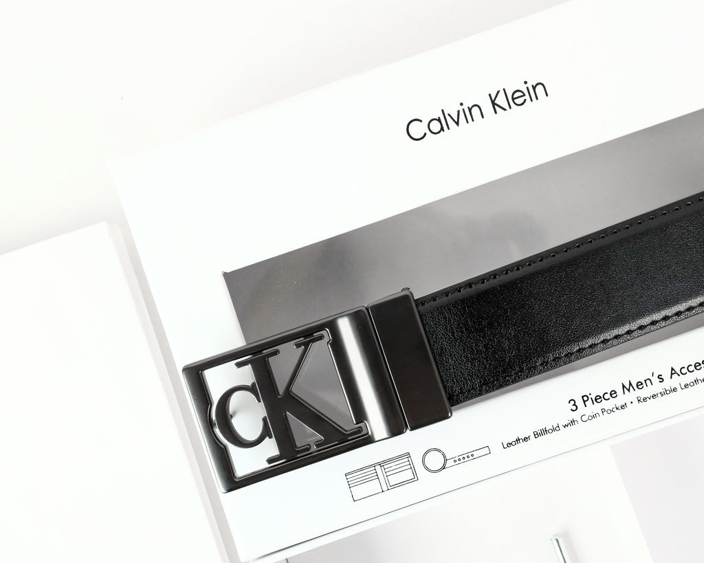 CK Black Leather Wallet-Belt Set For Men 7#