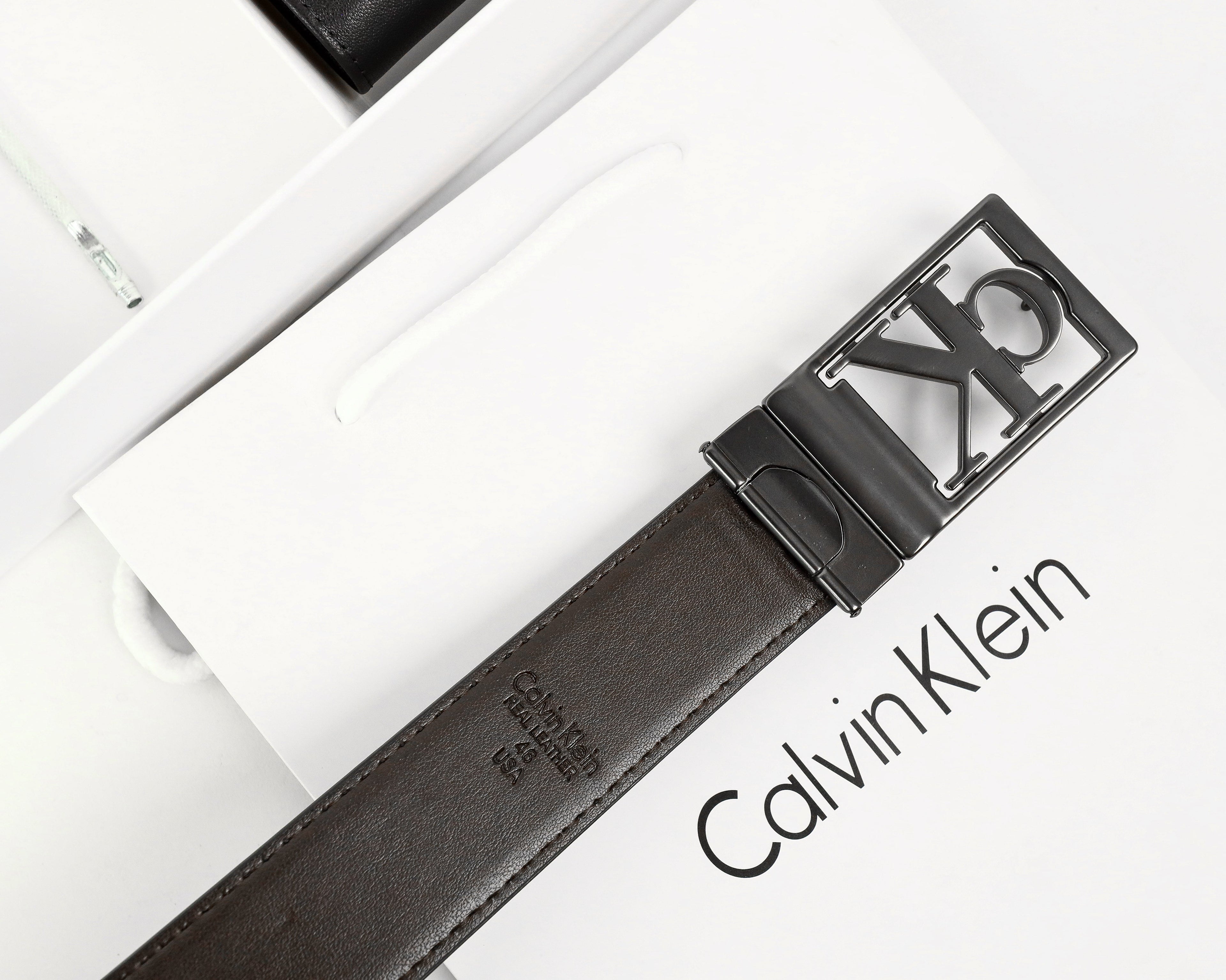 CK Black Leather Wallet-Belt Set For Men 7#