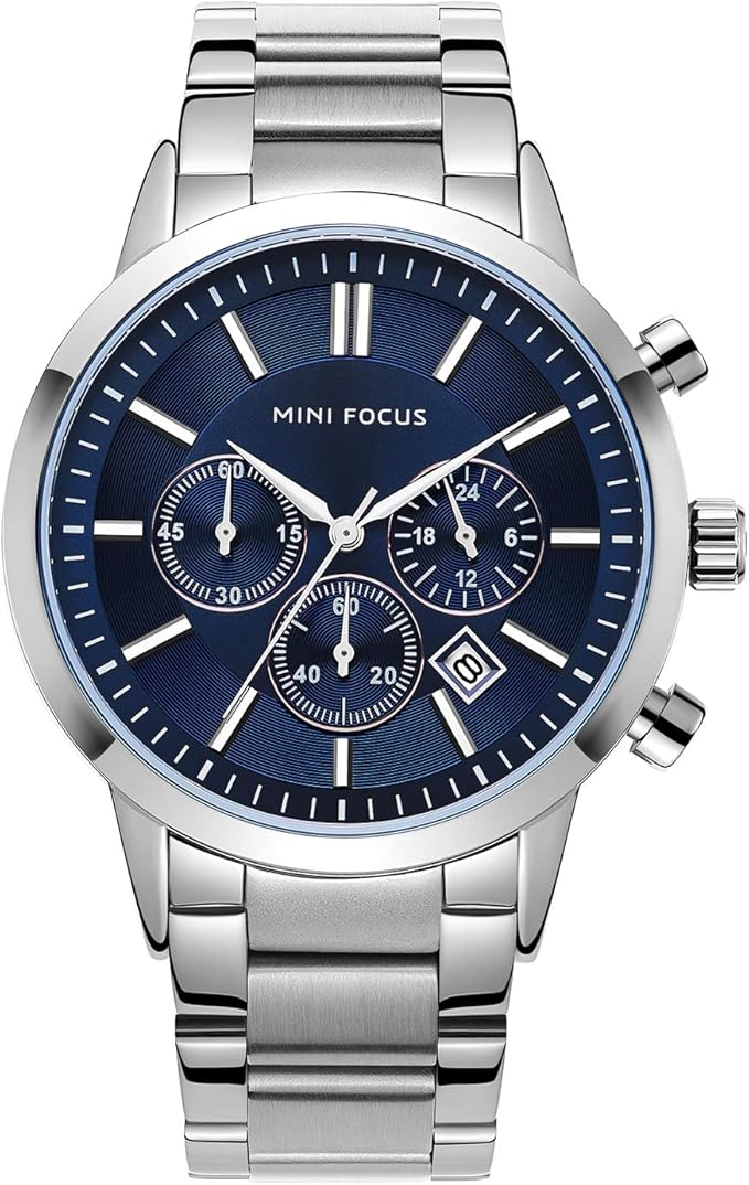 MINI FOCUS MF0133G.03 Men's Chronograph Watch – Sporty Elegance in Silver & Black