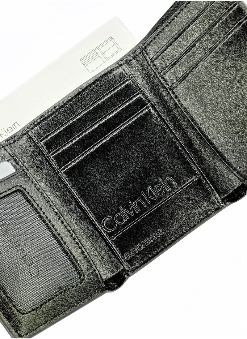 CK Monogram Trifold Black Wallet For Men 62#