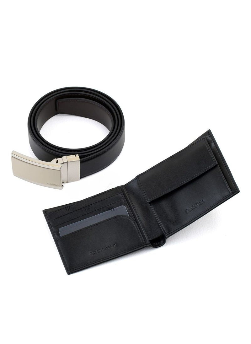 CK Black Leather Wallet-Belt Set For Men 10#