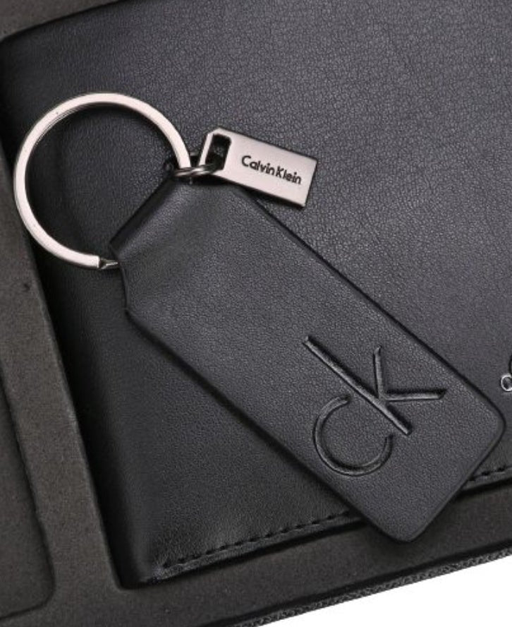 CK Black Leather Wallet & Keychain Set For Men 6#