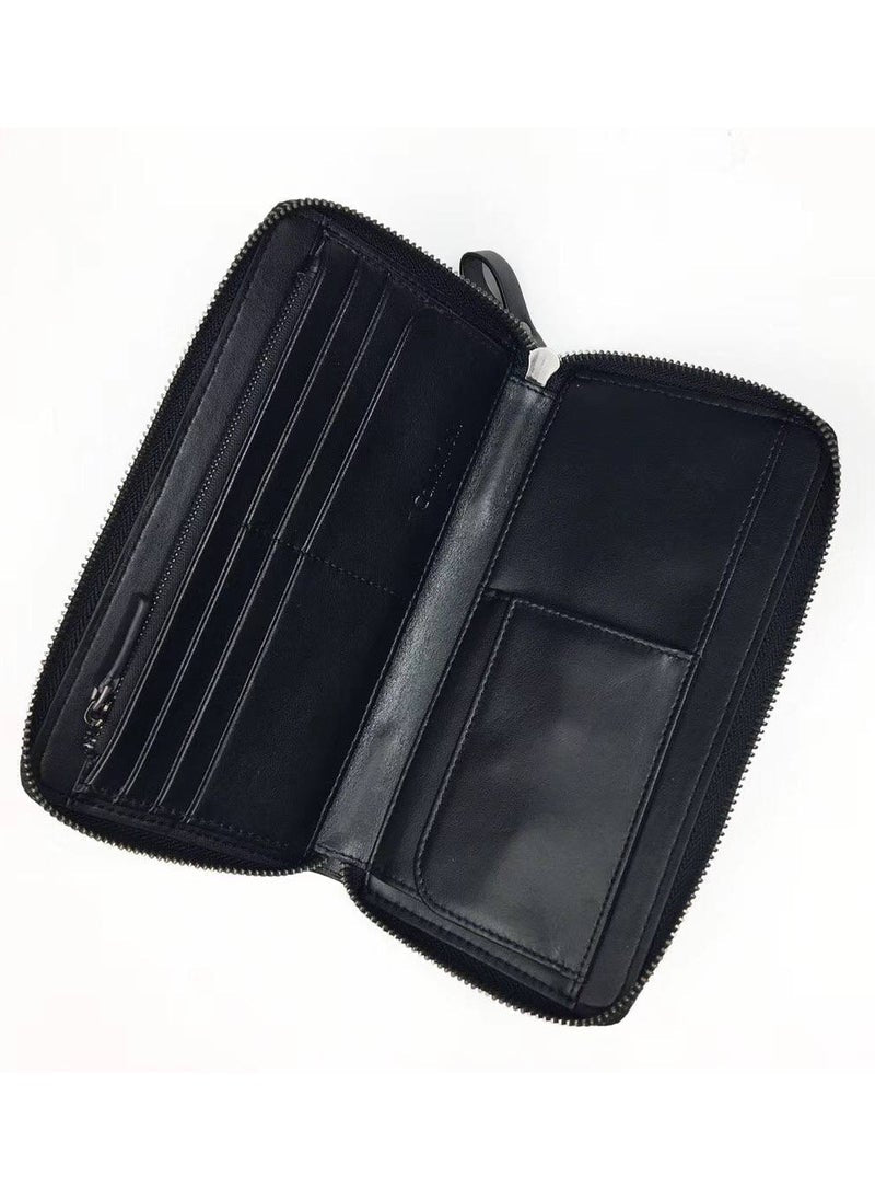 CK Long Black Leather Wallet For Unisex 76#